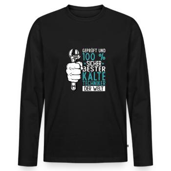 Kältetechniker Geschenk Klimatechniker - Männer Premium Bio Langarmshirt - Schwarz - Vorne - Nico (187cm)