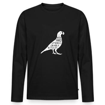 Caille oiseau cadeau pose caille éleveur de caille - T-shirt manches longues Premium bio Homme - noir - Devant - Nico (187cm)