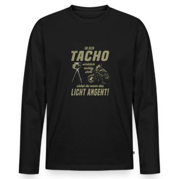 Tacho Biker Motorrad Zweirad Spruch Design - Männer Premium Bio Langarmshirt - Schwarz - Vorne - Nico (187cm)
