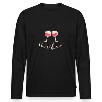Veni Vidi Vino | Weinliebhaberin - Männer Premium Bio Langarmshirt - Schwarz - Vorne - Nico (187cm)