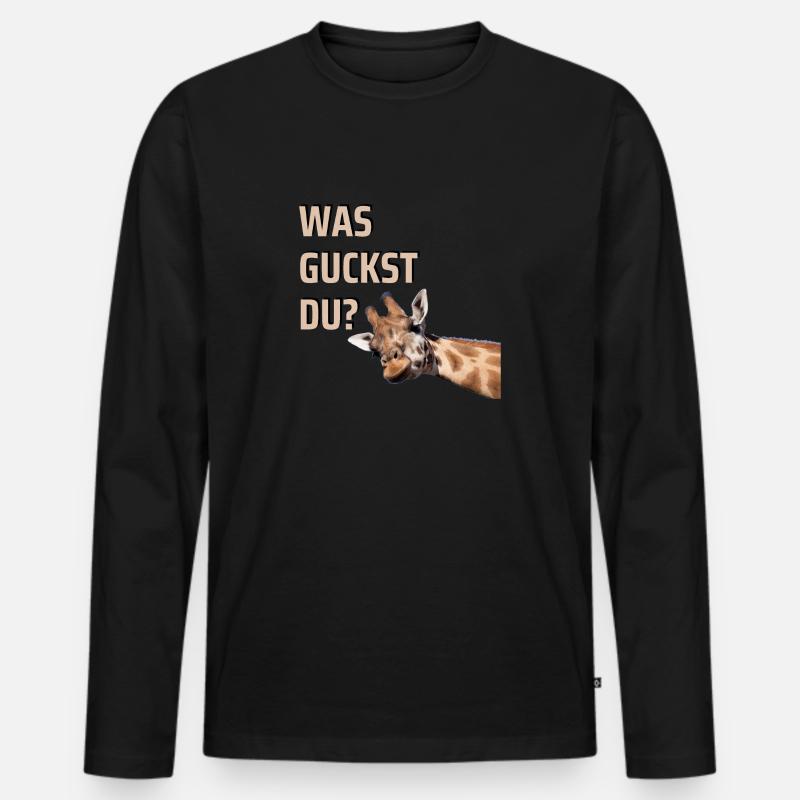 WAS GUCKST DU? - Männer Premium Bio Langarmshirt - Schwarz