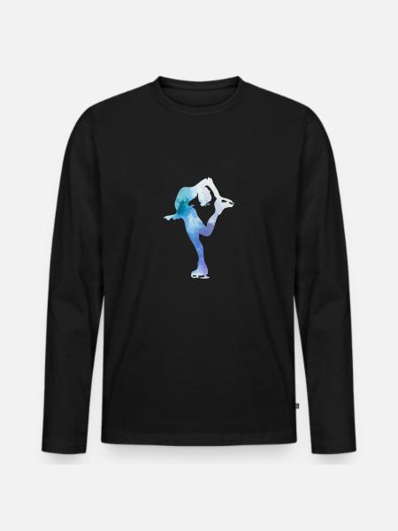 Eiskunstlauf-Geschenk Eislaufschuh - Männer Premium Bio Langarmshirt - Schwarz
