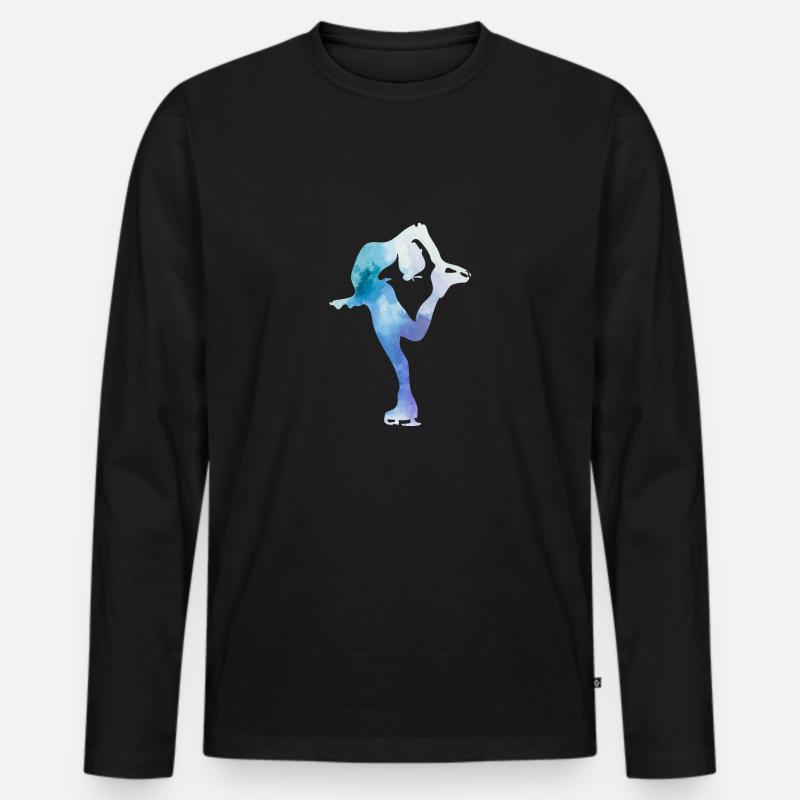 Eiskunstlauf-Geschenk Eislaufschuh - Männer Premium Bio Langarmshirt - Schwarz