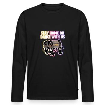 cercueil danse mème Rester à la maison ou danser avec - T-shirt manches longues Premium bio Homme - noir - Devant - Nico (187cm)