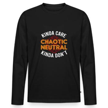 Funny RPG Gamer Kinda Care Chaotic Neutral Kinda D - Männer Premium Bio Langarmshirt - Schwarz - Vorne - Nico (187cm)