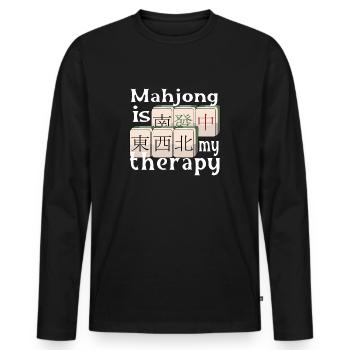 Mahjong est ma thérapie - Mahjong - T-shirt manches longues Premium bio Homme - noir - Devant - Nico (187cm)