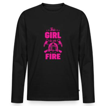 Pompier Firefighter Princesse Princesse Princesse - T-shirt manches longues Premium bio Homme - noir - Devant - Nico (187cm)