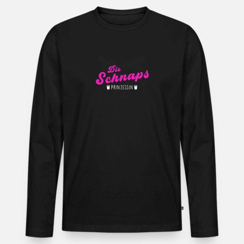 Die Schnaps Prinzessin Trinkspruch - Männer Premium Bio Langarmshirt - Schwarz