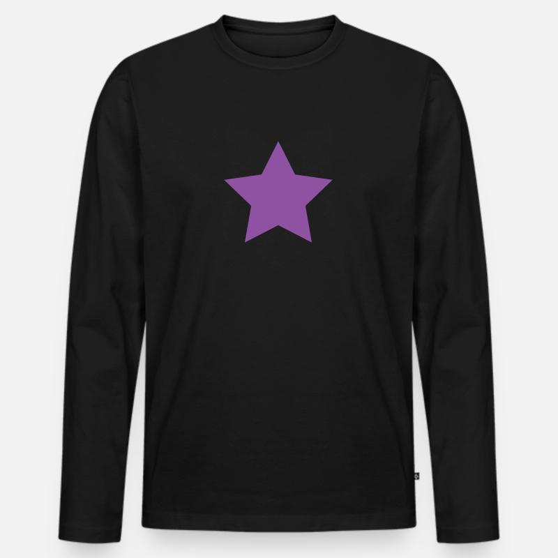 Stern Lila - Violett - Männer Premium Bio Langarmshirt - Schwarz