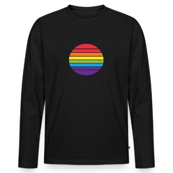 Retro Rainbow Background - Men's Premium Organic Long Sleeve Shirt - black - Front - Nico (187cm)