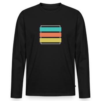 Logo rectangle - Logo carré - T-shirt manches longues Premium bio Homme - noir - Devant - Nico (187cm)