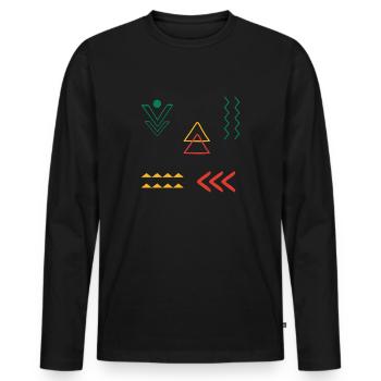 Rune Symbole Cadeau Ornement Ethnique Art - T-shirt manches longues Premium bio Homme - noir - Devant - Nico (187cm)