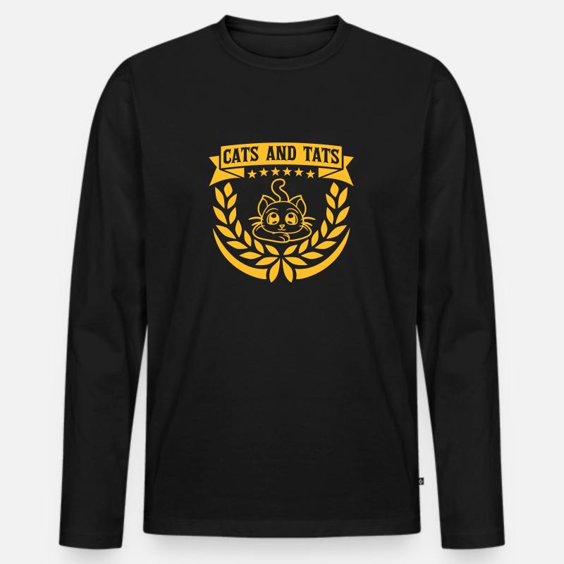 cats and tats Zitat - Männer Premium Bio Langarmshirt - Schwarz