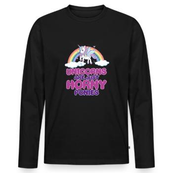 Lustiger Einhorn Spruch I Einhörner - Männer Premium Bio Langarmshirt - Schwarz - Vorne - Nico (187cm)