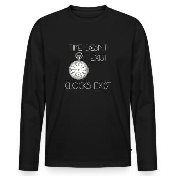 Le temps n’existe pas - T-shirt manches longues Premium bio Homme - noir - Devant - Nico (187cm)