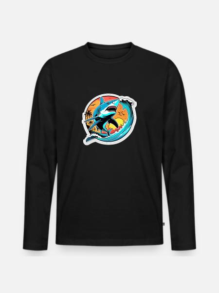 shark - Men's Premium Organic Long Sleeve Shirt - black