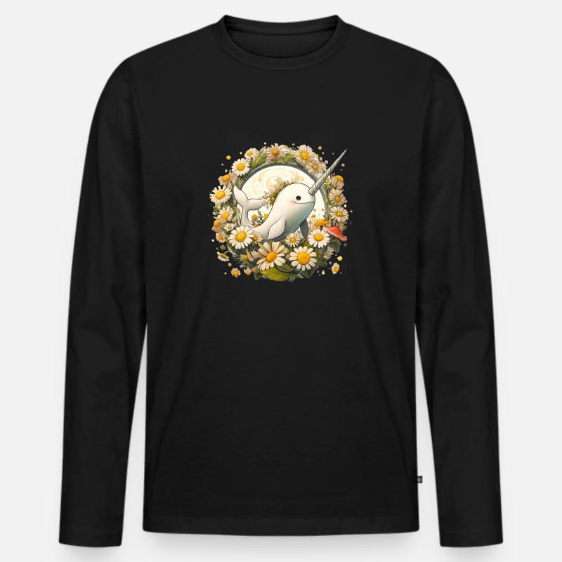 Narwal - Männer Premium Bio Langarmshirt - Schwarz