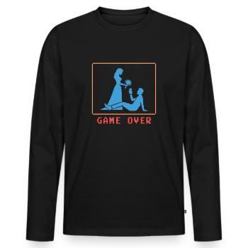 Game Over - Männer Premium Bio Langarmshirt - Schwarz - Vorne - Nico (187cm)