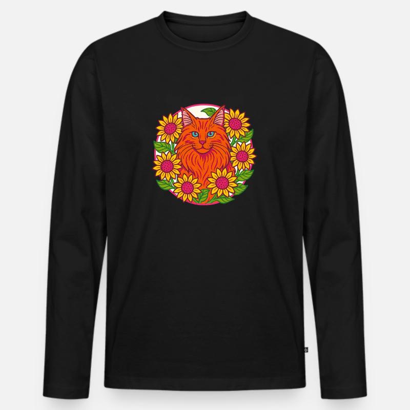 Maine Coon Katze - Männer Premium Bio Langarmshirt - Schwarz