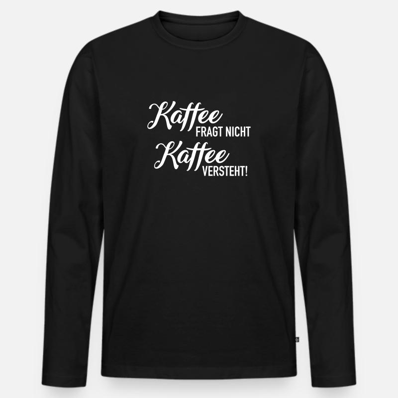 Kaffee - Männer Premium Bio Langarmshirt - Schwarz