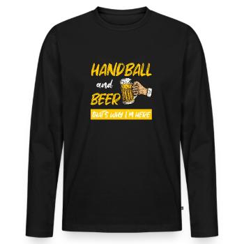 handball beer - T-shirt manches longues Premium bio Homme - noir - Devant - Nico (187cm)