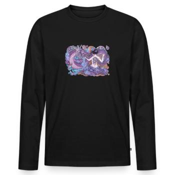 Geisha im Asia Style Manga Japan mit Drache Tattoo - Männer Premium Bio Langarmshirt - Schwarz - Vorne - Nico (187cm)
