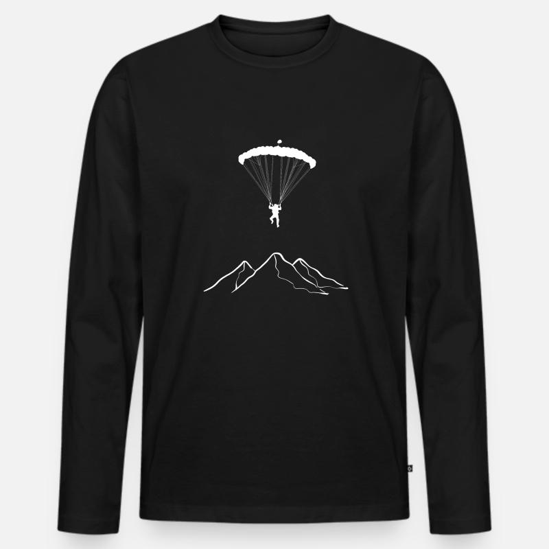 Paragliding-Berge. Bergsteiger Geschenk - Männer Premium Bio Langarmshirt - Schwarz