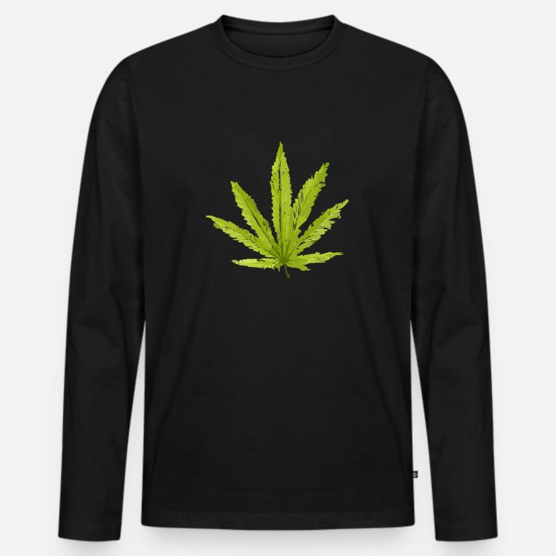 Hanfblatt - Männer Premium Bio Langarmshirt - Schwarz