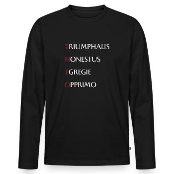 Theo - Männer Premium Bio Langarmshirt - Schwarz - Vorne - Nico (187cm)