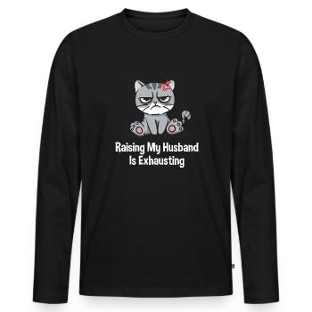 Élever mon mari tendu drôle de femme Humo - T-shirt manches longues Premium bio Homme - noir - Devant - Nico (187cm)