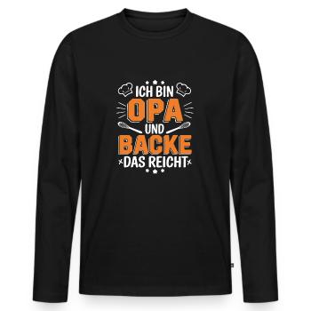 Ich bin Opa und backe lustiger Opa Bäcker Spruch - Männer Premium Bio Langarmshirt - Schwarz - Vorne - Nico (187cm)