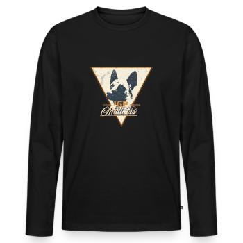 IGP Malinois Retro Vintage Grunge Shirt - Men's Premium Organic Long Sleeve Shirt - black - Front - Nico (187cm)
