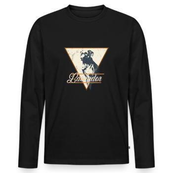 Labrador Retro Vintage Grunge Shirt - T-shirt manches longues Premium bio Homme - noir - Devant - Nico (187cm)