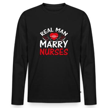 Real Man Marry Nurses Nurse - Men's Premium Organic Long Sleeve Shirt - black - Front - Nico (187cm)