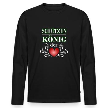 Schützenkönig der Herzen - Männer Premium Bio Langarmshirt - Schwarz - Vorne - Nico (187cm)