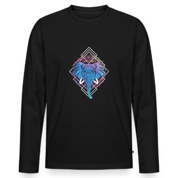 Elefant Geschenk Safari Afrika Kinder Rüssel Tier - Männer Premium Bio Langarmshirt - Schwarz - Vorne - Nico (187cm)