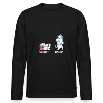 Vache de licorne Votre tante Mon cadeau de tante FR - T-shirt manches longues Premium bio Homme - noir - Devant - Nico (187cm)