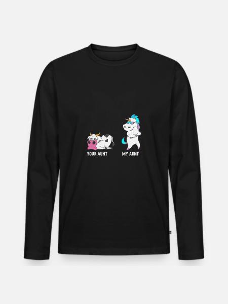Unicorn Cow din moster min tante gave EN - Premium økologisk langærmet T-shirt til mænd - sort