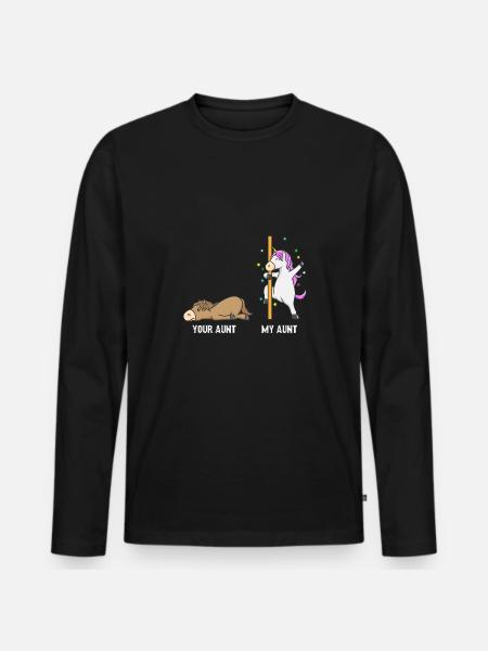 Unicorn hest din moster min tante gave EN - Premium økologisk langærmet T-shirt til mænd - sort