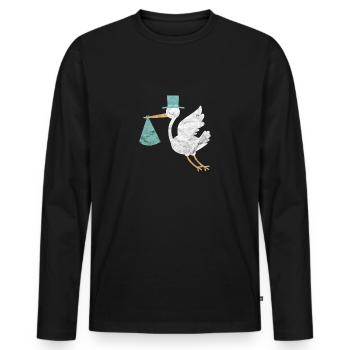Birth pregnant baby son stork gift baptism - Men's Premium Organic Long Sleeve Shirt - black - Front - Nico (187cm)