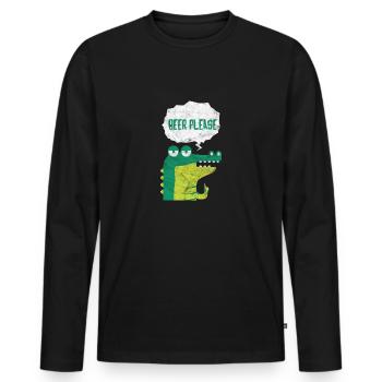 Krokodil Zoo Spruch Geschenk Party Bier Cartoon - Männer Premium Bio Langarmshirt - Schwarz - Vorne - Nico (187cm)
