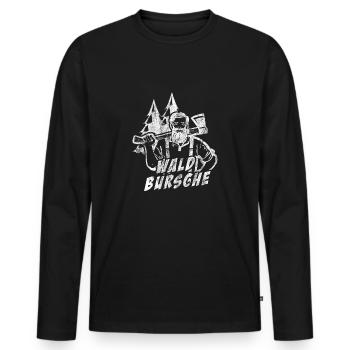 Wald Bursche Geschenk Holzhacker Holzfäller shirt - Männer Premium Bio Langarmshirt - Schwarz - Vorne - Nico (187cm)