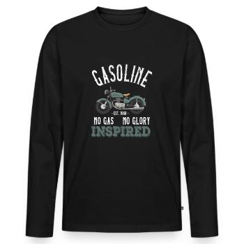 Gasoline - No Gas No Glory - Männer Premium Bio Langarmshirt - Schwarz - Vorne - Nico (187cm)