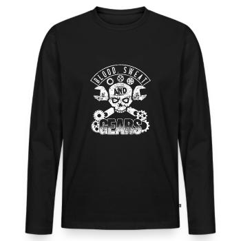 Sang Sueur Gears Motos - T-shirt manches longues Premium bio Homme - noir - Devant - Nico (187cm)
