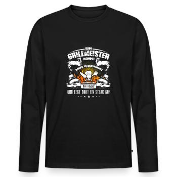 Grill Grill Master Grill Skull BBQ Gift - Men's Premium Organic Long Sleeve Shirt - black - Front - Nico (187cm)