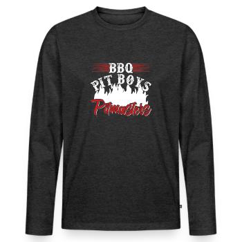 Logo des Pitmas Pitmasters de BBQ - T-shirt manches longues Premium bio Homme - anthracite chiné - Devant - Nico (187cm)