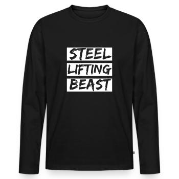 Steel Lifting Beast entraînement Gym - T-shirt manches longues Premium bio Homme - noir - Devant - Nico (187cm)