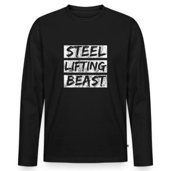 Steel Lifting Beast entraînement Gym - T-shirt manches longues Premium bio Homme - noir - Devant - Nico (187cm)