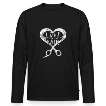 Coiffeur coiffeur chemise cadeau cheveux coiffeur - T-shirt manches longues Premium bio Homme - noir - Devant - Nico (187cm)
