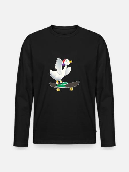 Skater duck - Men's Premium Organic Long Sleeve Shirt - black